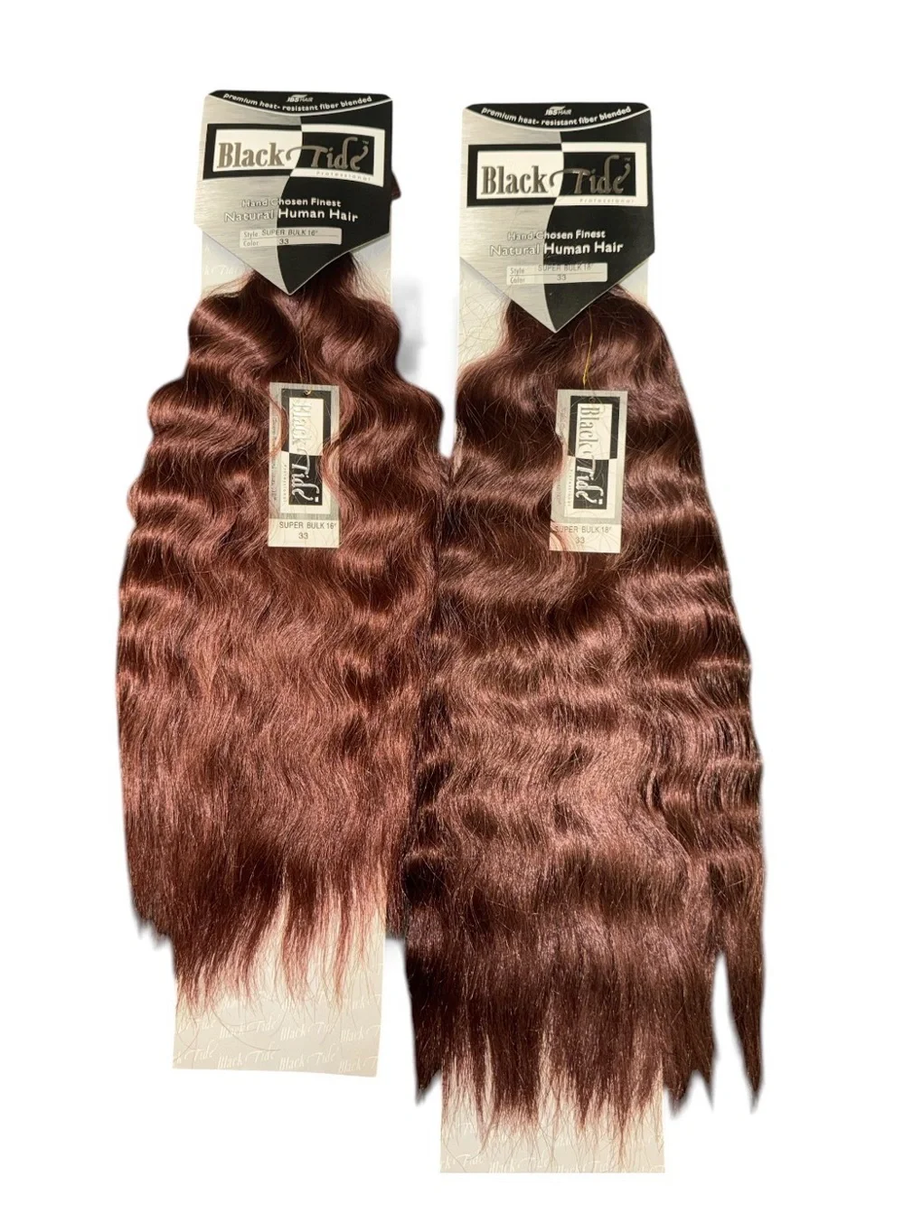 2 packs Super bulk Natural human hair blend color 33. Style 16 and 18 inch